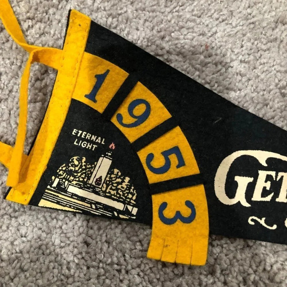 1953 Antique Gettysburg Pennsylvania Pennant Flag 12" - Picture 2 of 5